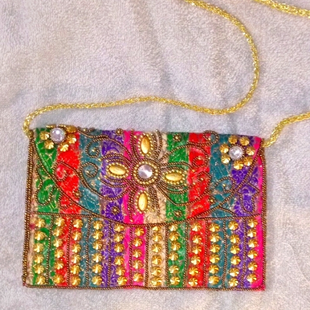 Multicolor Clutch Embellished With Bling